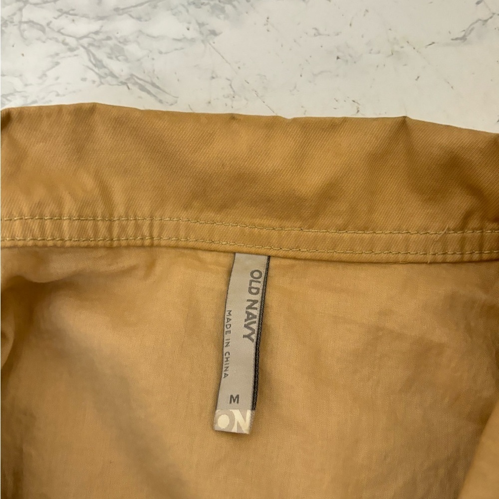 Old Navy Jacket Women's M Khaki Cargo Full Zip Button Collared Roched Waist - Picture 5 of 5